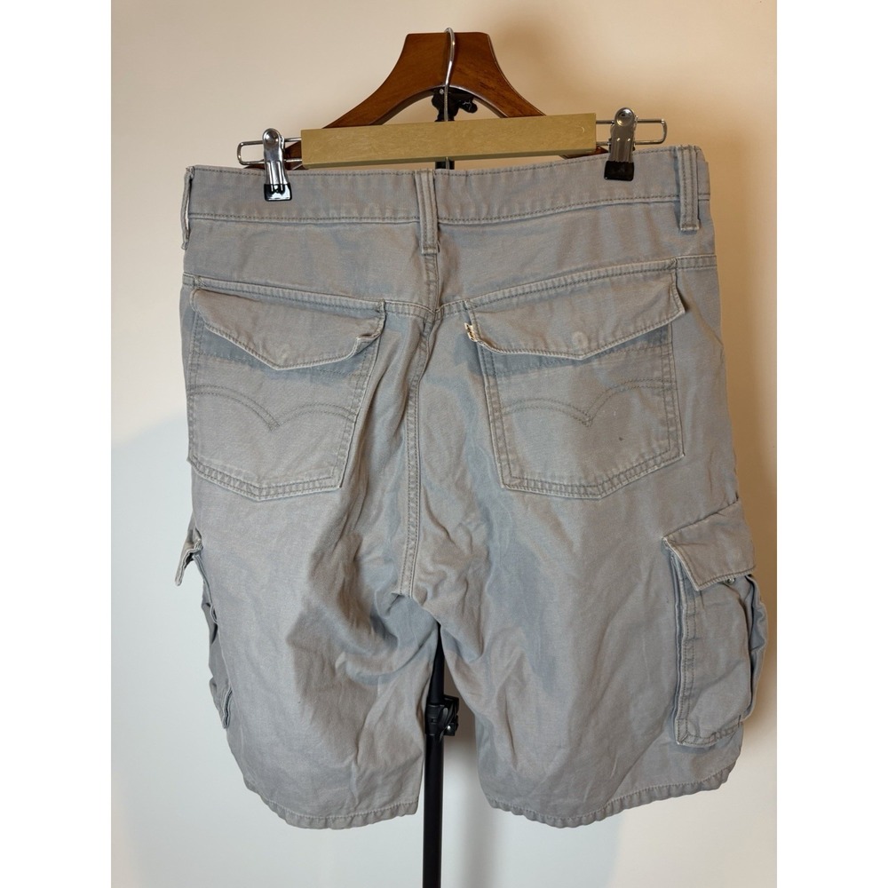 Levis Workwear Men's Cargo Shorts Beige Grey 10" Button Pockets 34 Multi Pocket